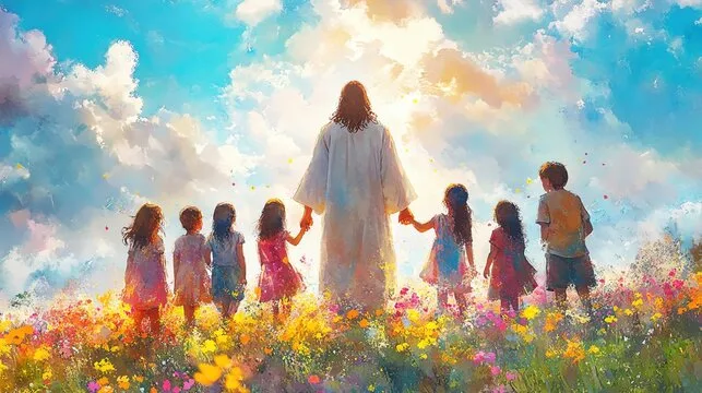 Jesus welcoming the little children