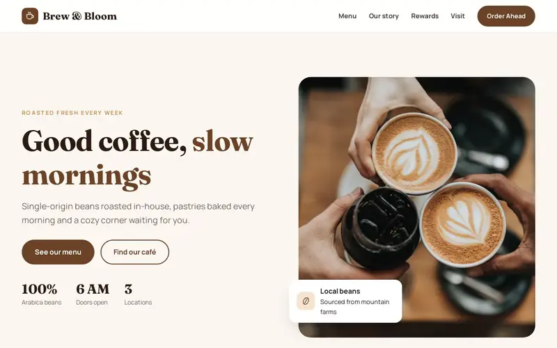 Coffee shop website design