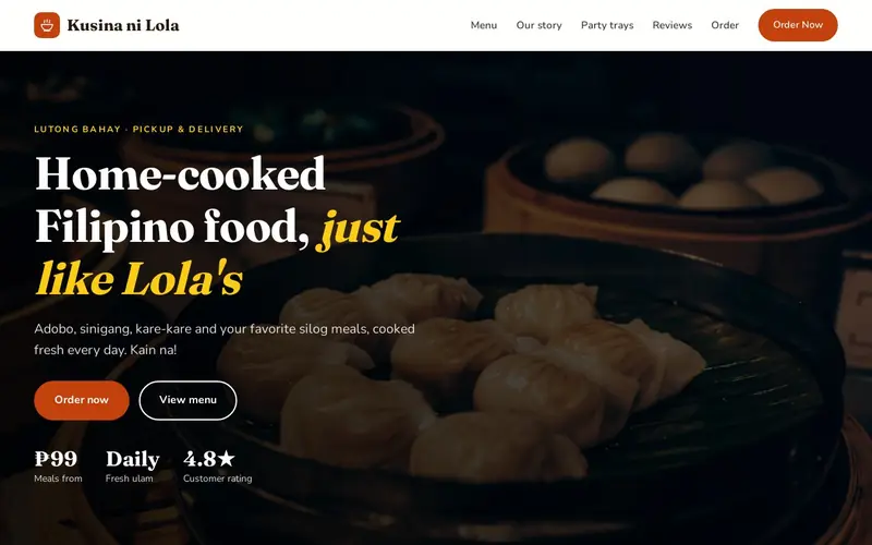 Filipino restaurant website design