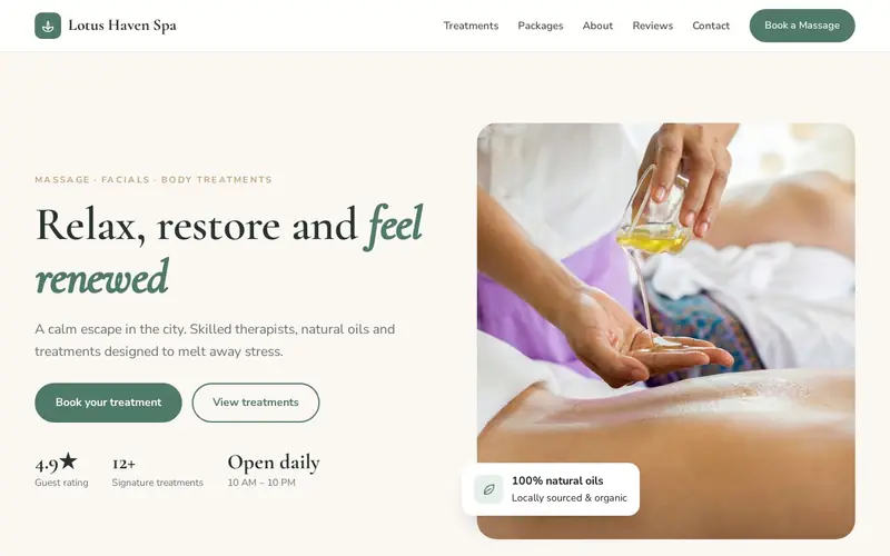Spa and salon website design