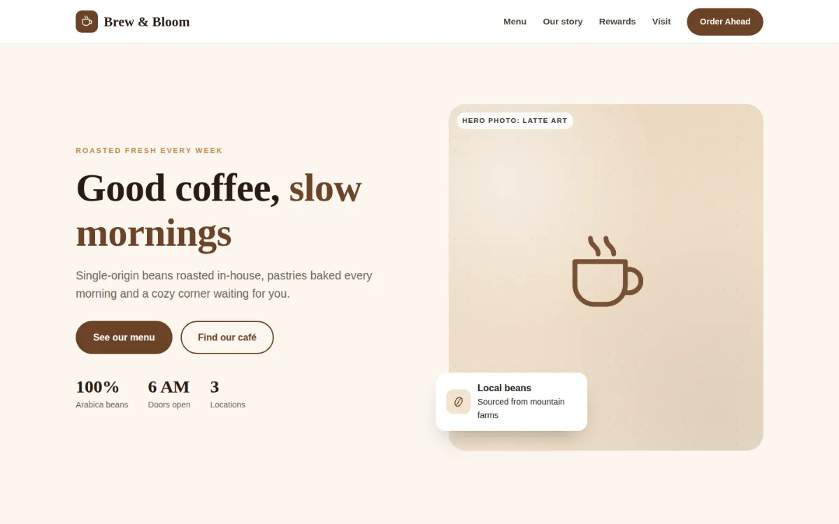 Coffee shop website template