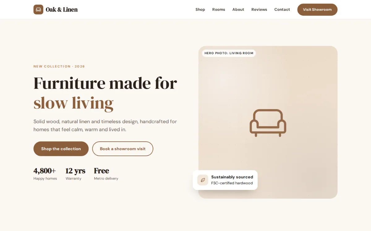 Furniture store website template
