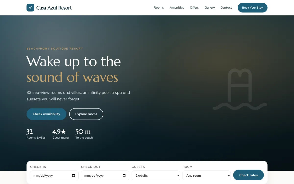 Hotel and resort website template
