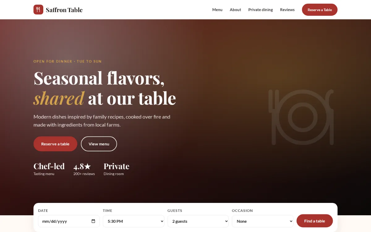 Restaurant website template